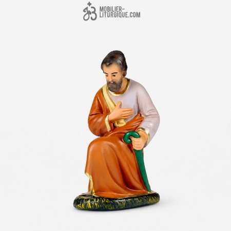 Personnage de cr&egrave;che : Joseph, en pl&acirc;tre color&eacute;