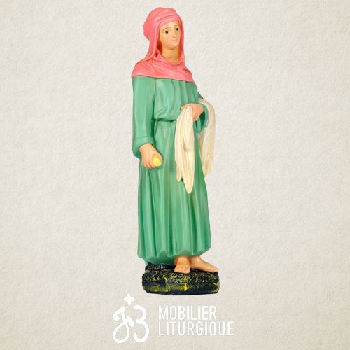 Personnage de cr�che : Paysanne avec du linge, en pl�tre color�
