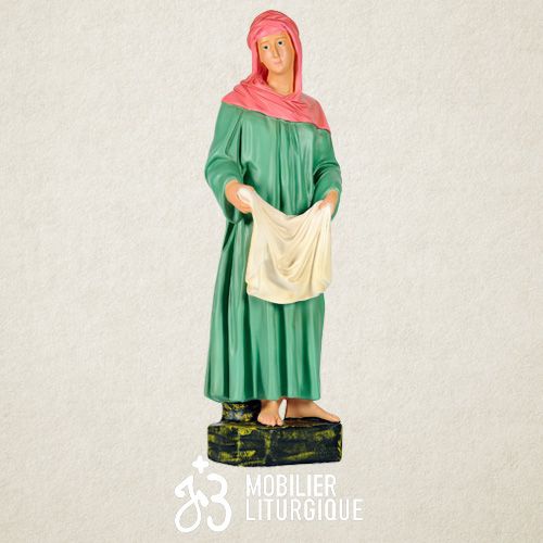 Personnage de cr�che : Paysanne tenant du linge, en pl�tre color�