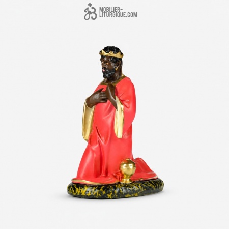 Personnage de cr&egrave;che : Roi Mage Balthazar, en pl&acirc;tre color&eacute;