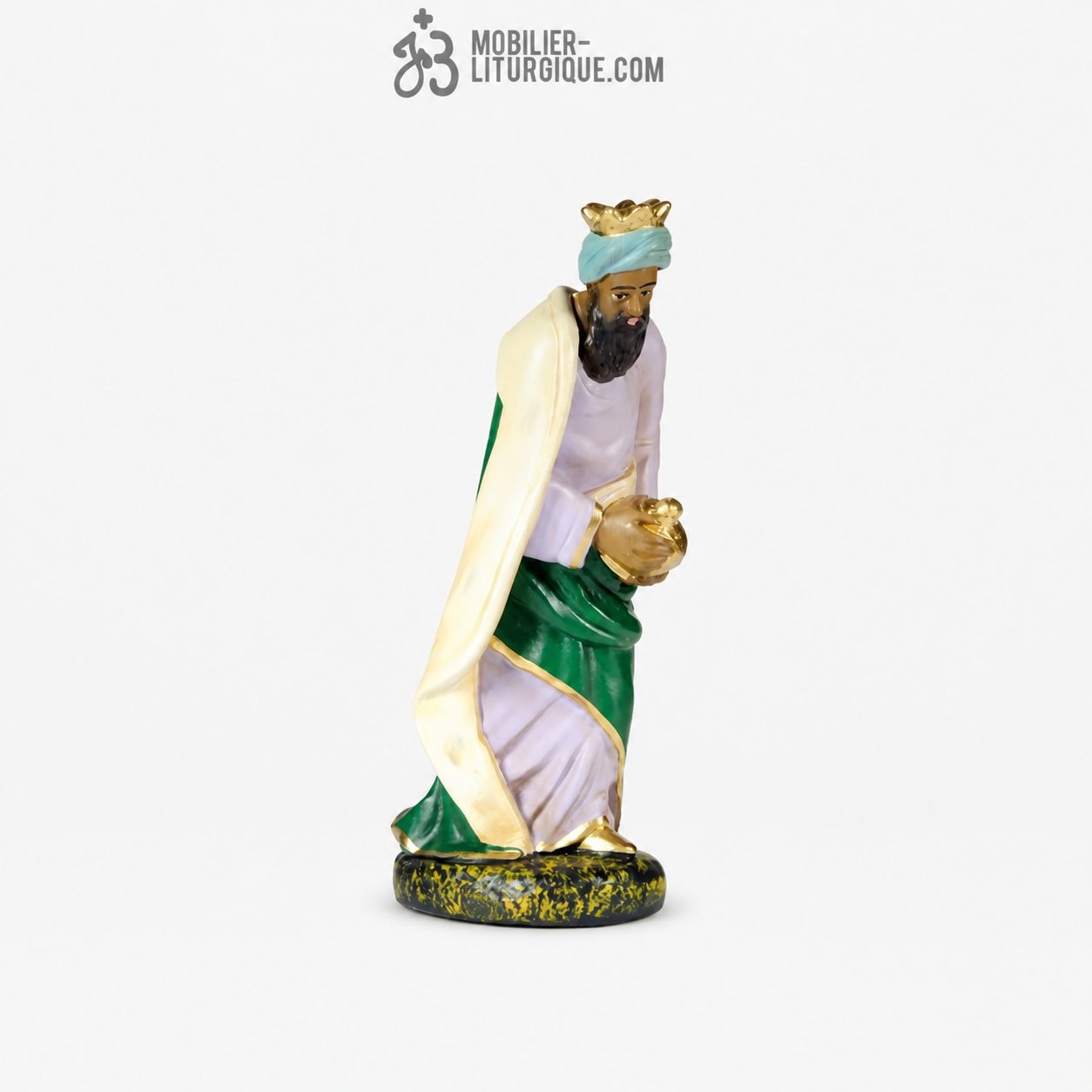 Personnage de cr&egrave;che : Roi Mage Gaspard, en pl&acirc;tre color&eacute;