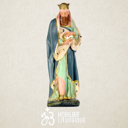 Personnage de cr�che : Roi mage Melchior, en pl�tre color�