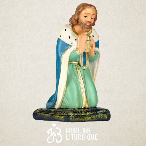 Personnage de cr�che : Roi Mage Melchior, en pl�tre color�