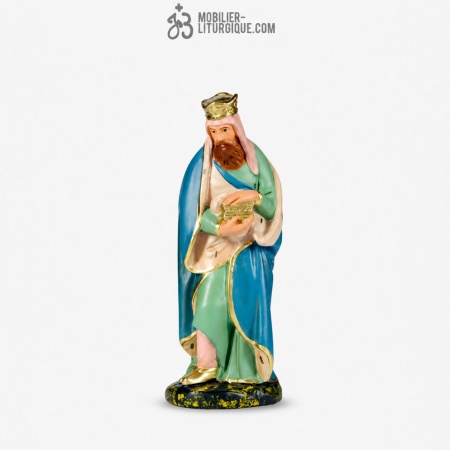 Personnage de cr&egrave;che : Roi Mage Melchior, en pl&acirc;tre color&eacute;
