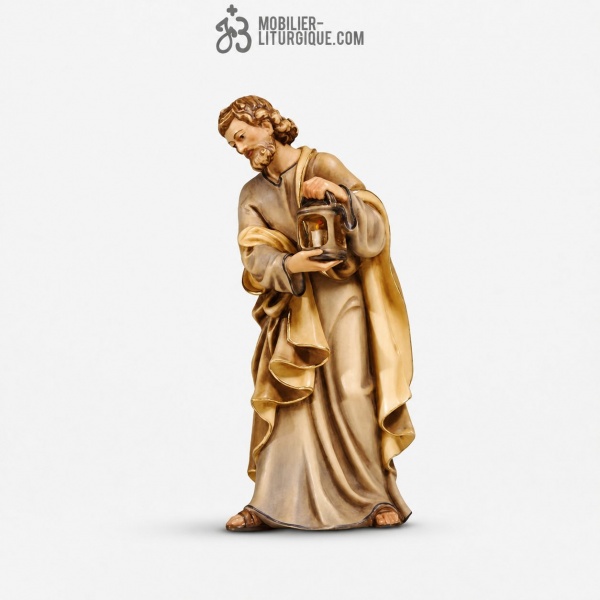 Personnage de cr�che : Saint Joseph en bois d�cor�