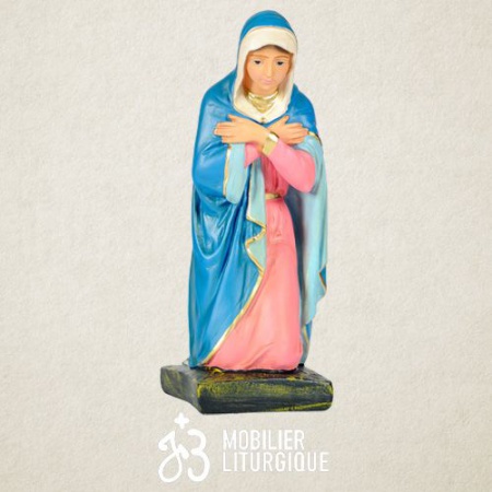 Personnage de crèche : Vierge Marie, en  plâtre coloré