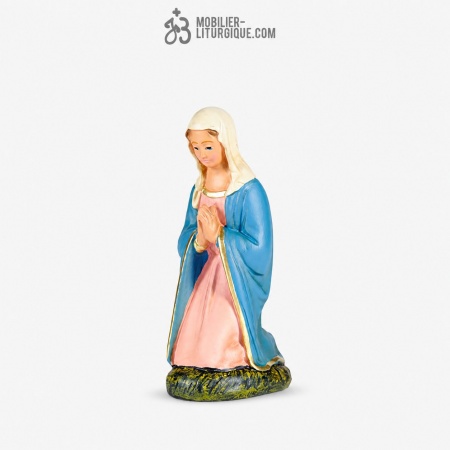 Personnage de cr&egrave;che : Vierge Marie, en pl&acirc;tre color&eacute;