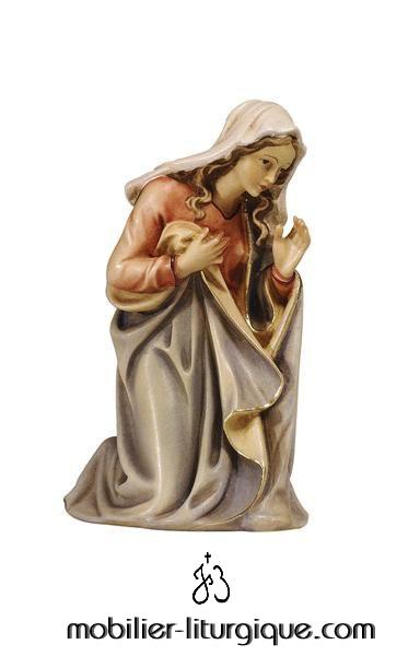 Personnage de cr�che vierge marie en bois d�cor�