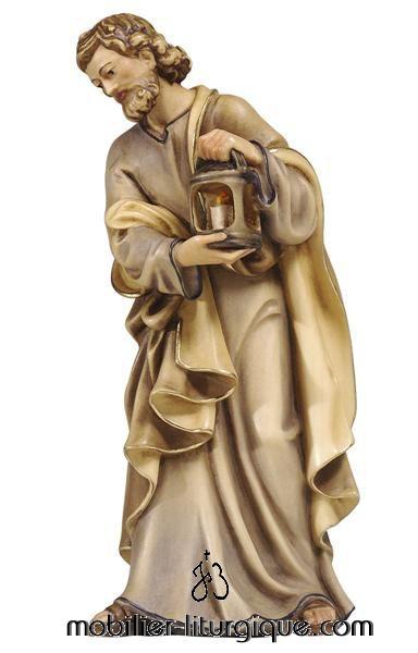 Personnage cr�che en bois d�cor� Saint Joseph