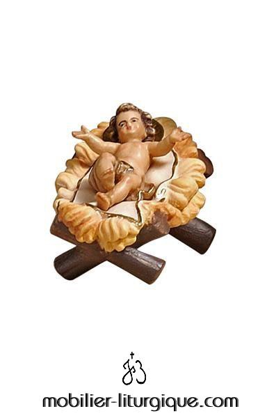 petit j�sus avec berceau pour cr�che en bois color�
