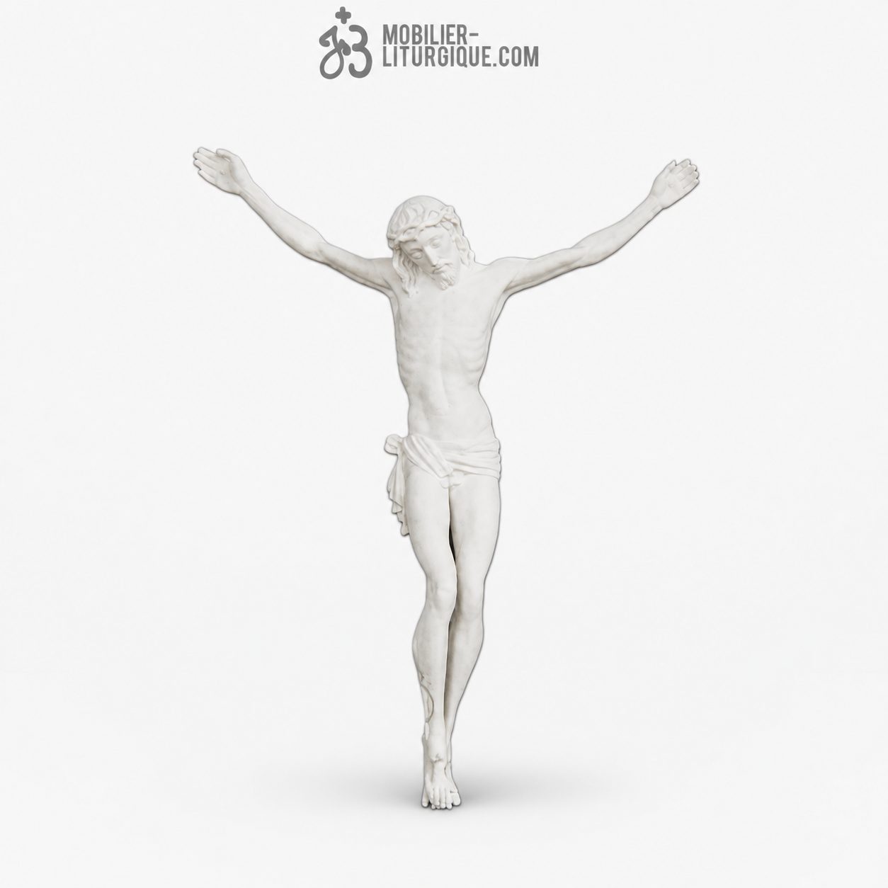 Plaque du Christ en croix, en marbre blanc, 60 cm