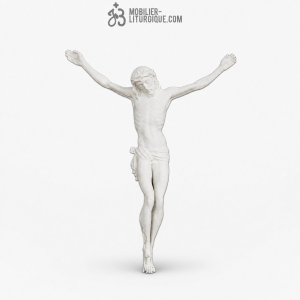 Plaque du Christ en croix, en marbre blanc, 60 cm