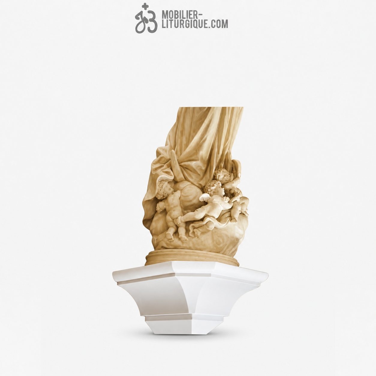 Socle mural en bois naturel pour statues