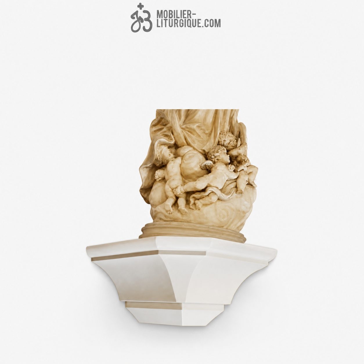 Socle mural en bois naturel pour statues