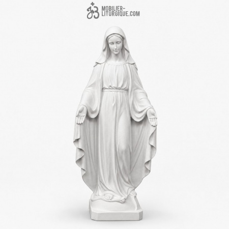 Statue  de la Vierge Miraculeuse en marbre blanc reconstitu&eacute; 100 cm