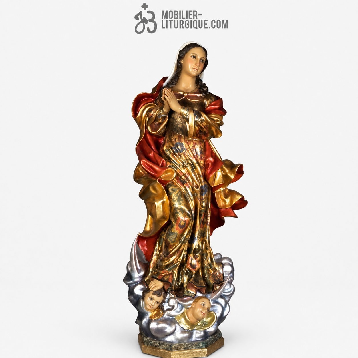 Statue  Immacul&eacute;e Conception Polychrome Antique