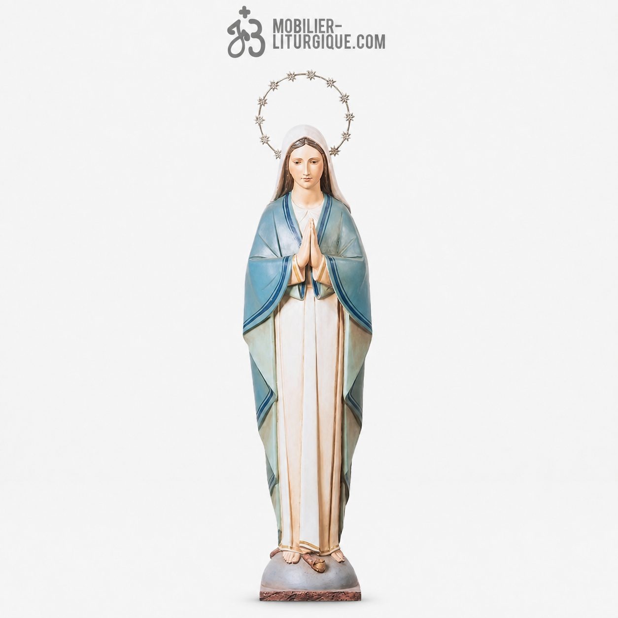 Statue  Immacul&eacute;e Conception Polychrome Antique