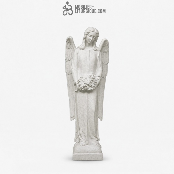 Statue Ange Blanc , en marbre reconstitu�, 80 cm