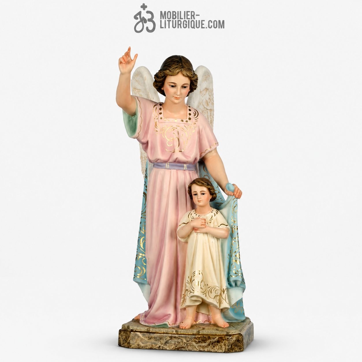 Statue Ange de la Garde Polychrome