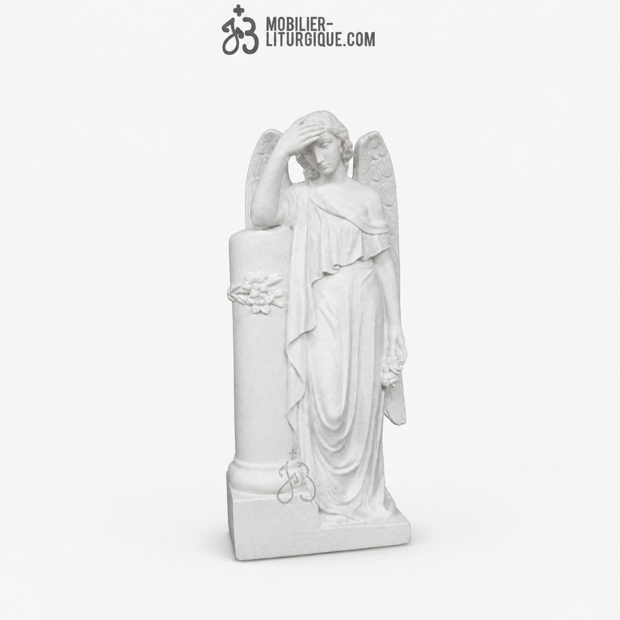 Statue Ange en marbre blanc, 85 - 110 cm