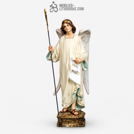 Statue Ange Gabriel Polychrome Antique