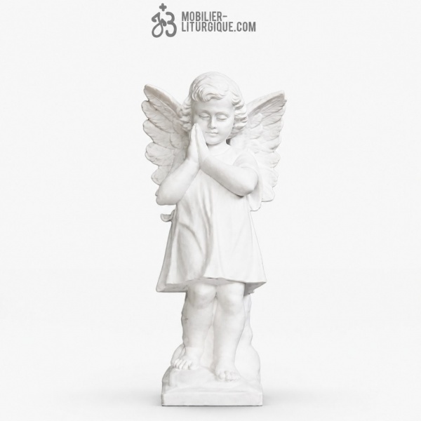 Statue Ange priant en marbre blanc