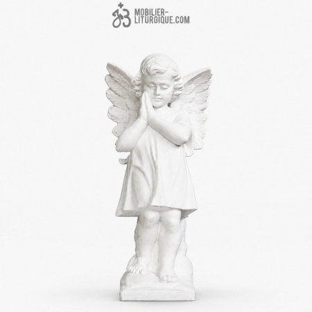 Statue Ange priant en marbre blanc