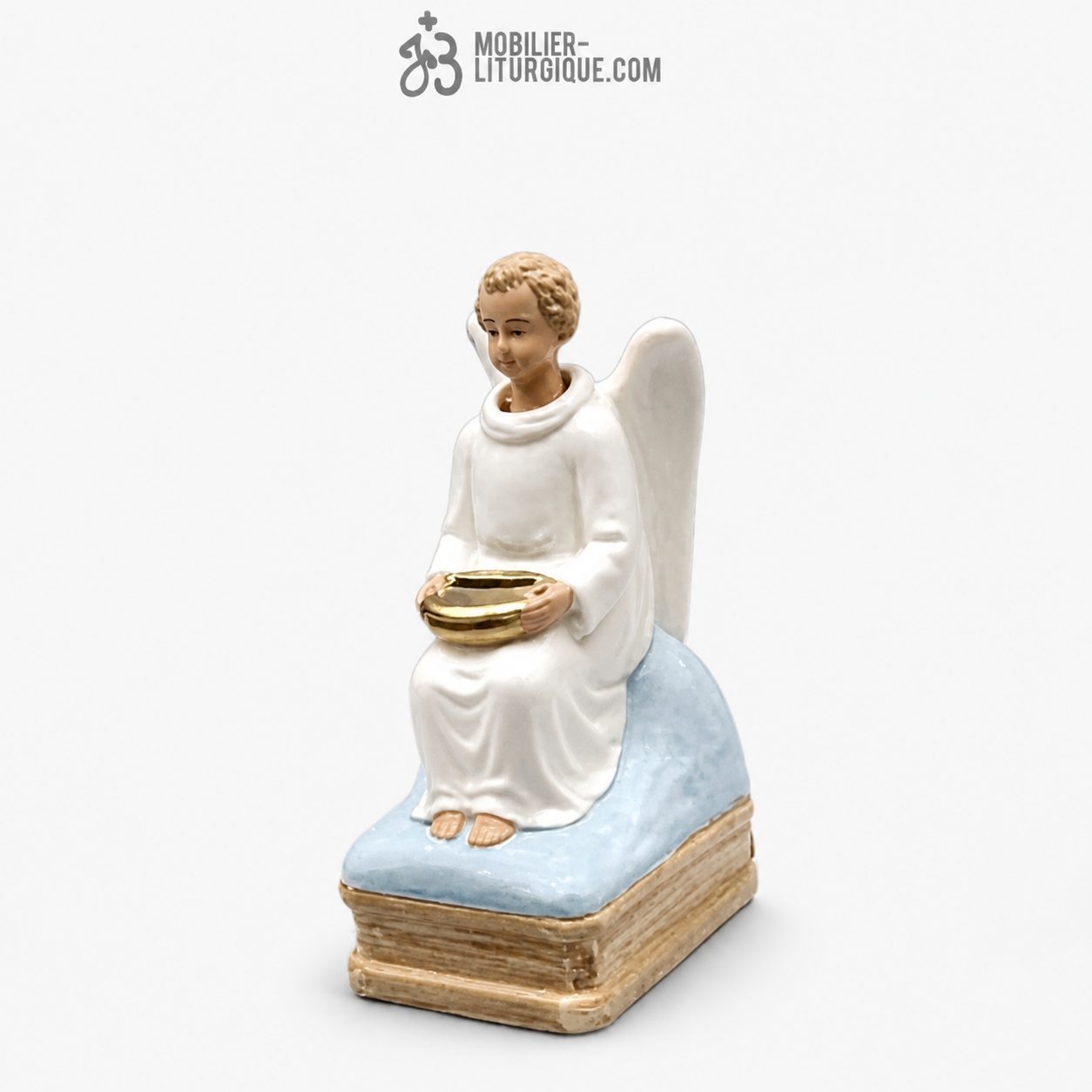 Statue Ange qu&ecirc;teur - Polychrome