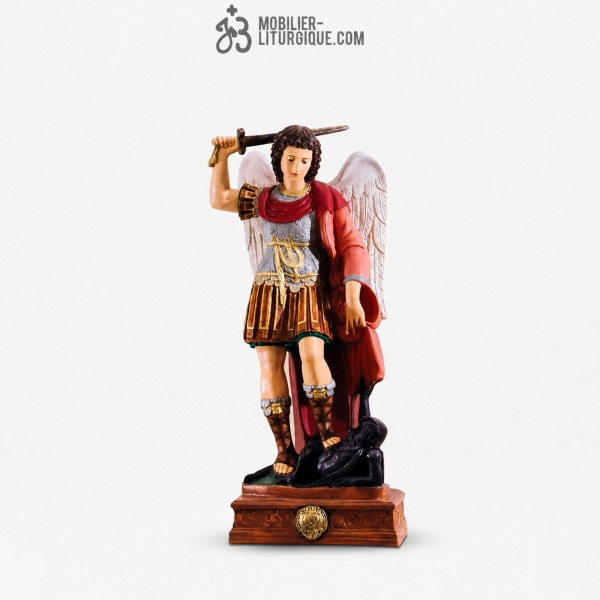 Statue Archange Saint Michel terrassant le d�mon color�e