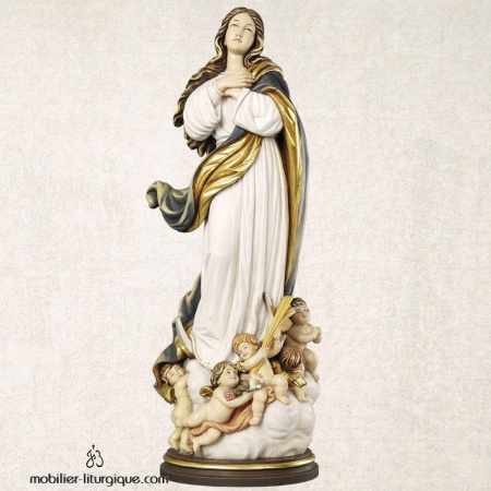 statue assomption vierge marie en bois coloré