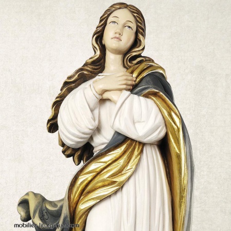 statue assomption vierge marie en bois