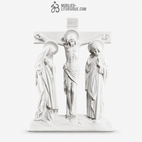 Statue Chemin de Croix (12�me station), en marbre blanc