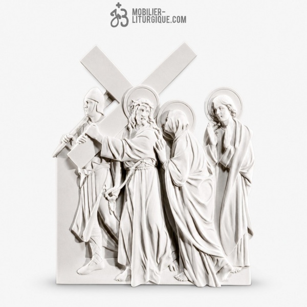 Statue Chemin de Croix (4�me station), en marbre blanc