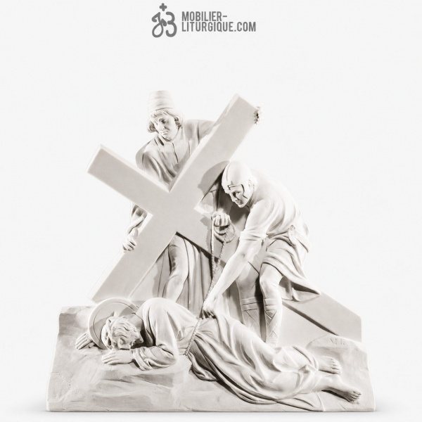 Statue Chemin de Croix (9�me station), en marbre blanc