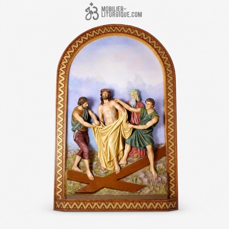 Statue Chemin de Croix Polychrome Antique