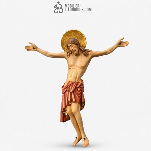 Statue Christ en croix D�cor�e