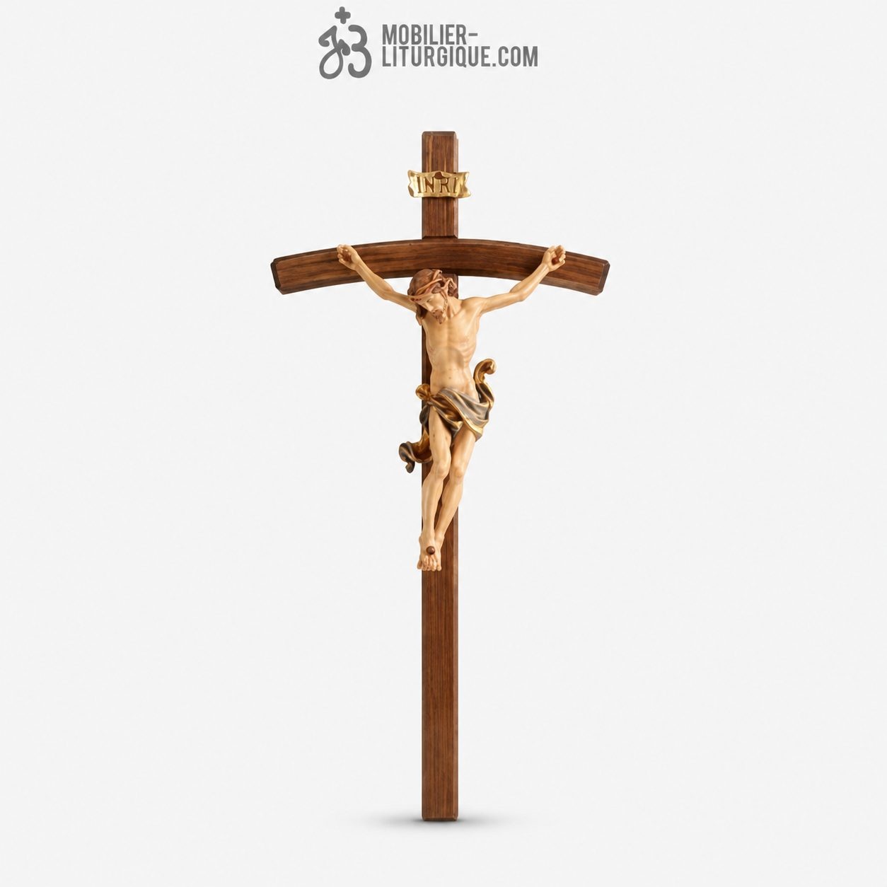 Statue Christ en croix D&eacute;cor&eacute;e