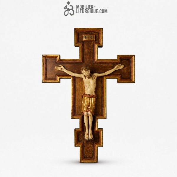Statue Christ en croix D�cor�e