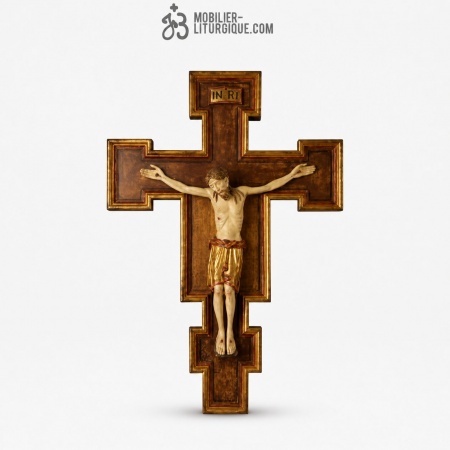 Statue Christ en croix D&eacute;cor&eacute;e