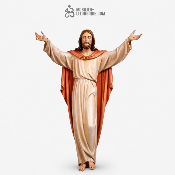 Statue Christ en croix en bois d�cor�