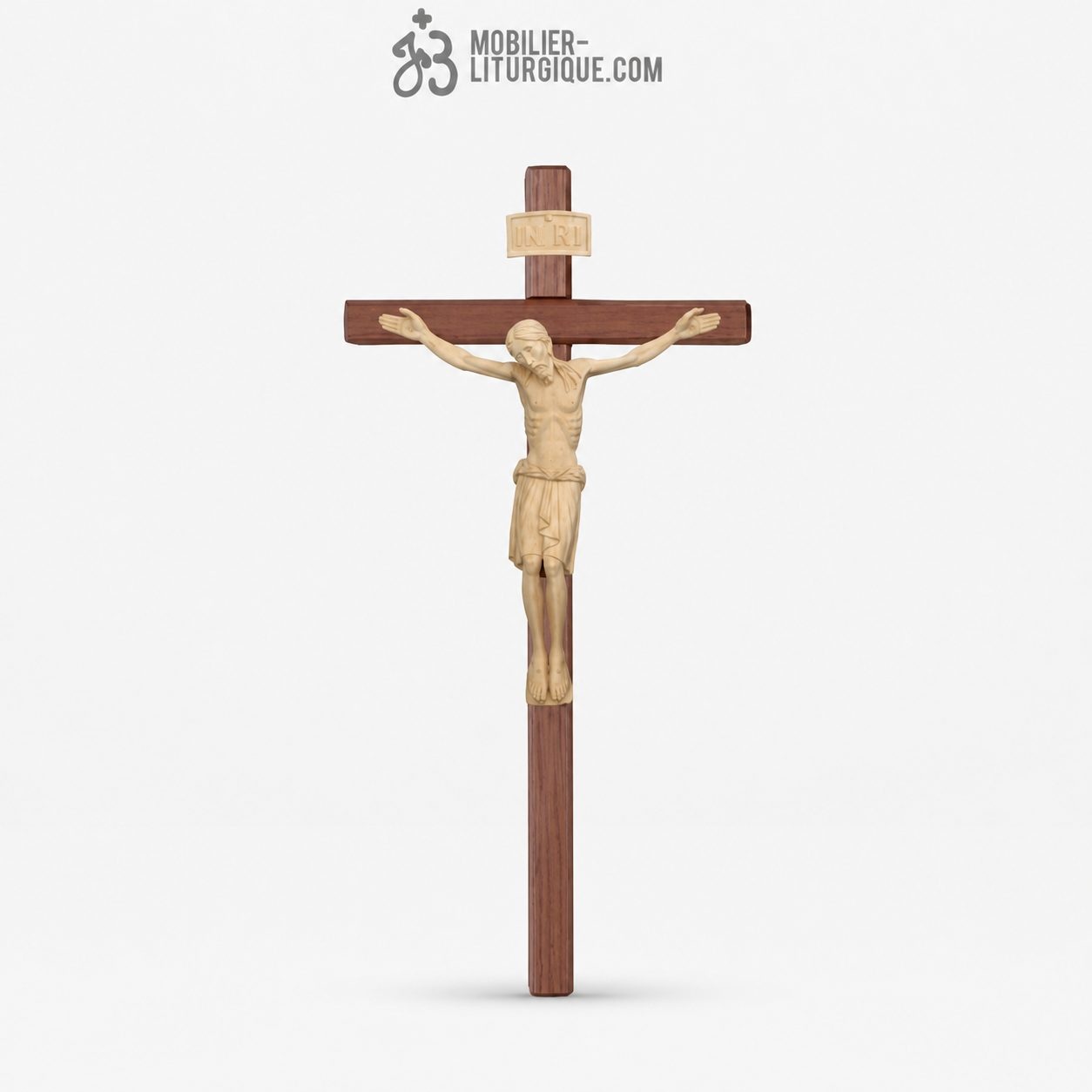 Statue Christ en croix en bois naturel
