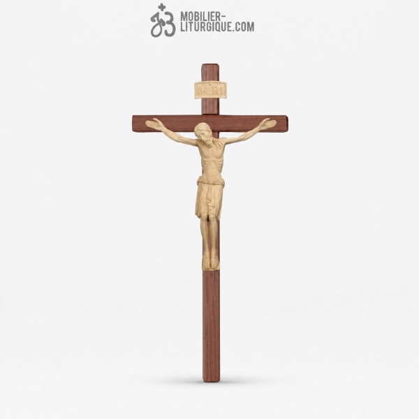 Statue Christ en croix en bois naturel