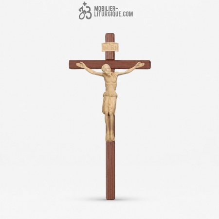 Statue Christ en croix en bois naturel