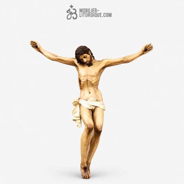Statue Christ en croix Polychrome