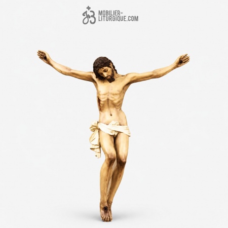Statue Christ en croix Polychrome