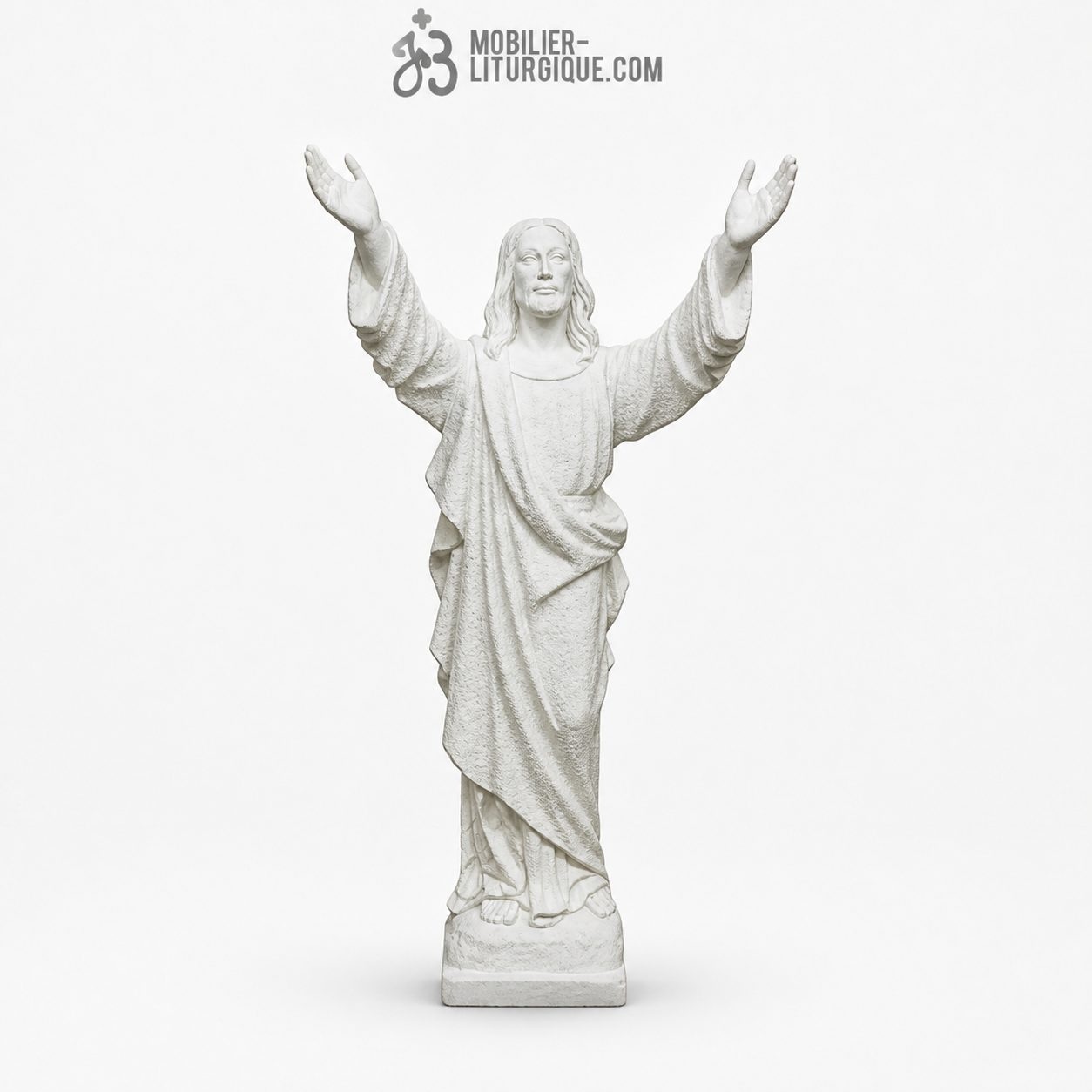 Statue Christ R&eacute;dempteur poudre de marbre reconstitu&eacute; Blanc 80-115 cm