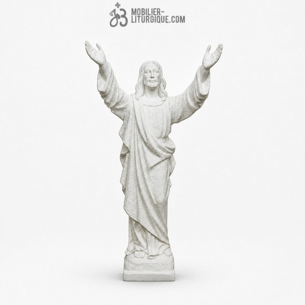 Statue Christ R�dempteur poudre de marbre reconstitu� Blanc 80-115 cm