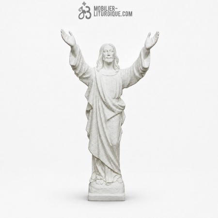 Statue Christ R&eacute;dempteur poudre de marbre reconstitu&eacute; Blanc 80-115 cm