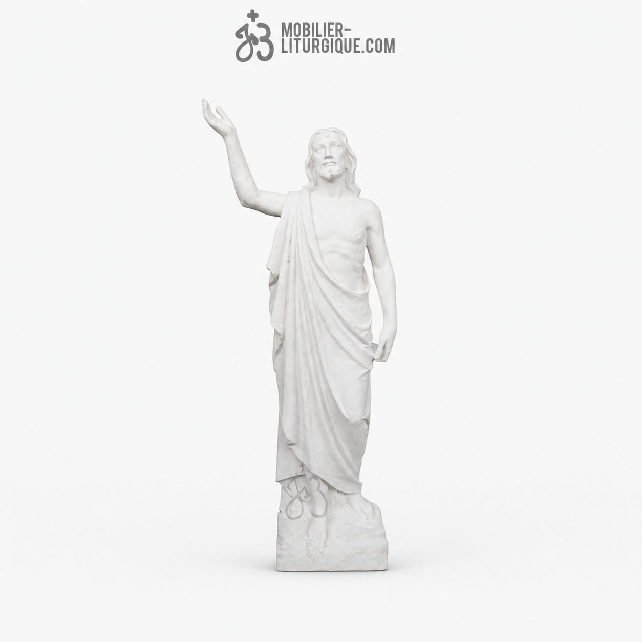 Statue Christ R&eacute;dempteur r&eacute;sine de marbre 90 cm