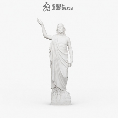 Statue Christ R&eacute;dempteur r&eacute;sine de marbre 90 cm